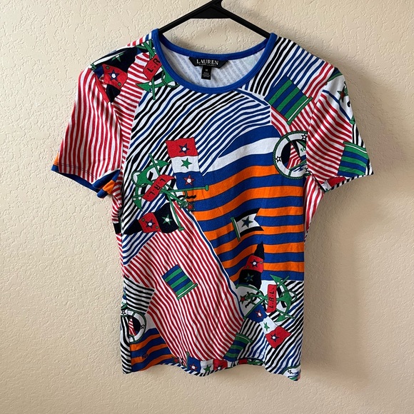 Lauren Ralph Lauren Tops - Lauren Ralph Lauren Women’s Nautical Print Cotton Scoop Neck Shirt Size M